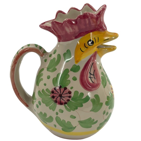 "La Perogina" Vintage Hand Painted Made in Italy Rooster Creamer / Pitcher 6.5" - Picture 1 of 13